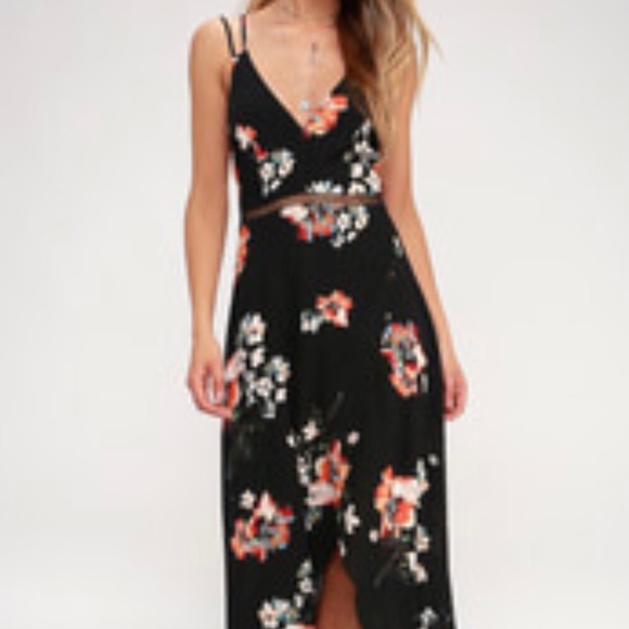 Lulus Floral Maxi Dress, Medium - Picture 3 of 4